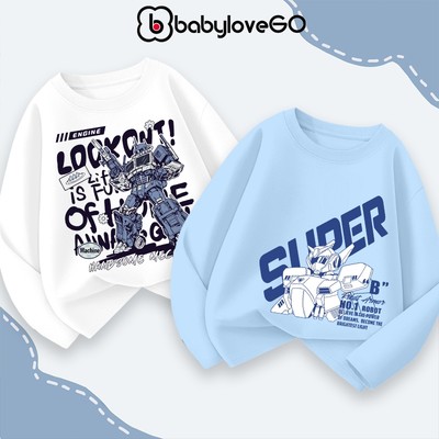Áo thu đông bé trai BabyloveGO mẫu mới 2026 áo thun dài tay cổ bo tròn chất cotton mềm mại