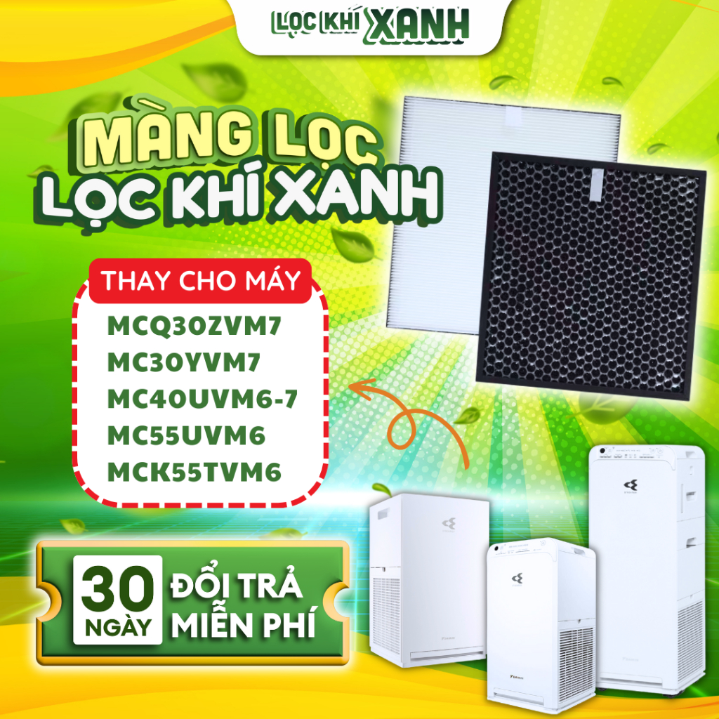 Bộ lọc LocKhiXanh® tương thích cho Màng lọc không khí Daikin MCQ30ZVM7 / MC30YVM7 / MC40UVM6 / MC55U