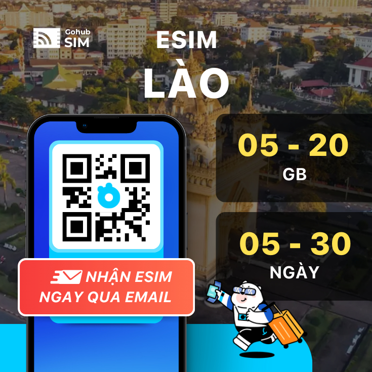 eSIM Lào 4G - Gói cố định (05 - 30 ngày) - Gohub gửi eSIM ngay qua email