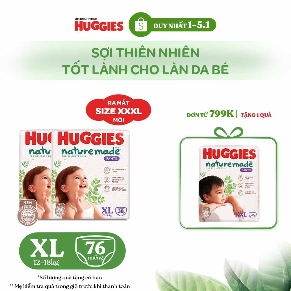  Combo 2 Tã Quần Huggies Platinum Nature Made XL38 