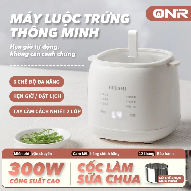  Máy Hấp Trứng Đa Chức Năng Nồi Hấp Trứng Mini 6 Chế Độ Luộc Trứng Hẹn Giờ 24 Giờ BH 12 Tháng 