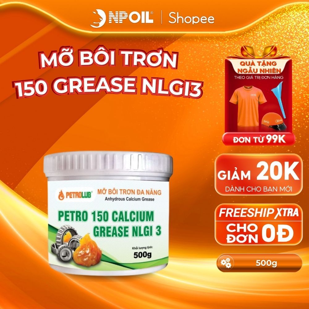 Mỡ bôi trơn đa năng NPOIL PETRO 150 CALCIUM GREASE màu vàng trong hũ 500g