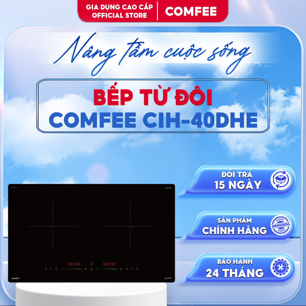 Bếp Từ Đôi Comfee CIH-40DHE | Công Suất Vùng Nấu 2000W, Mặt Kính Chống Xước, Chịu Lực | Bảo Hành 2 N