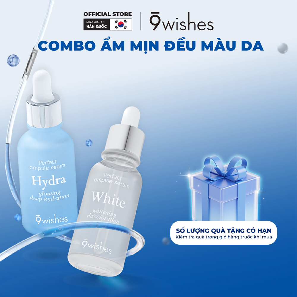[COMBO] 9 Wishes Tinh Chất Hydra Ampule II 30ml + Tinh chất Miracle White Ampule Serum 25ml