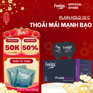Bao cao su Feelex Plain Hold bền bỉ siêu an toàn, nhiều gel bôi trơn, an toàn - hộp 10 bcs