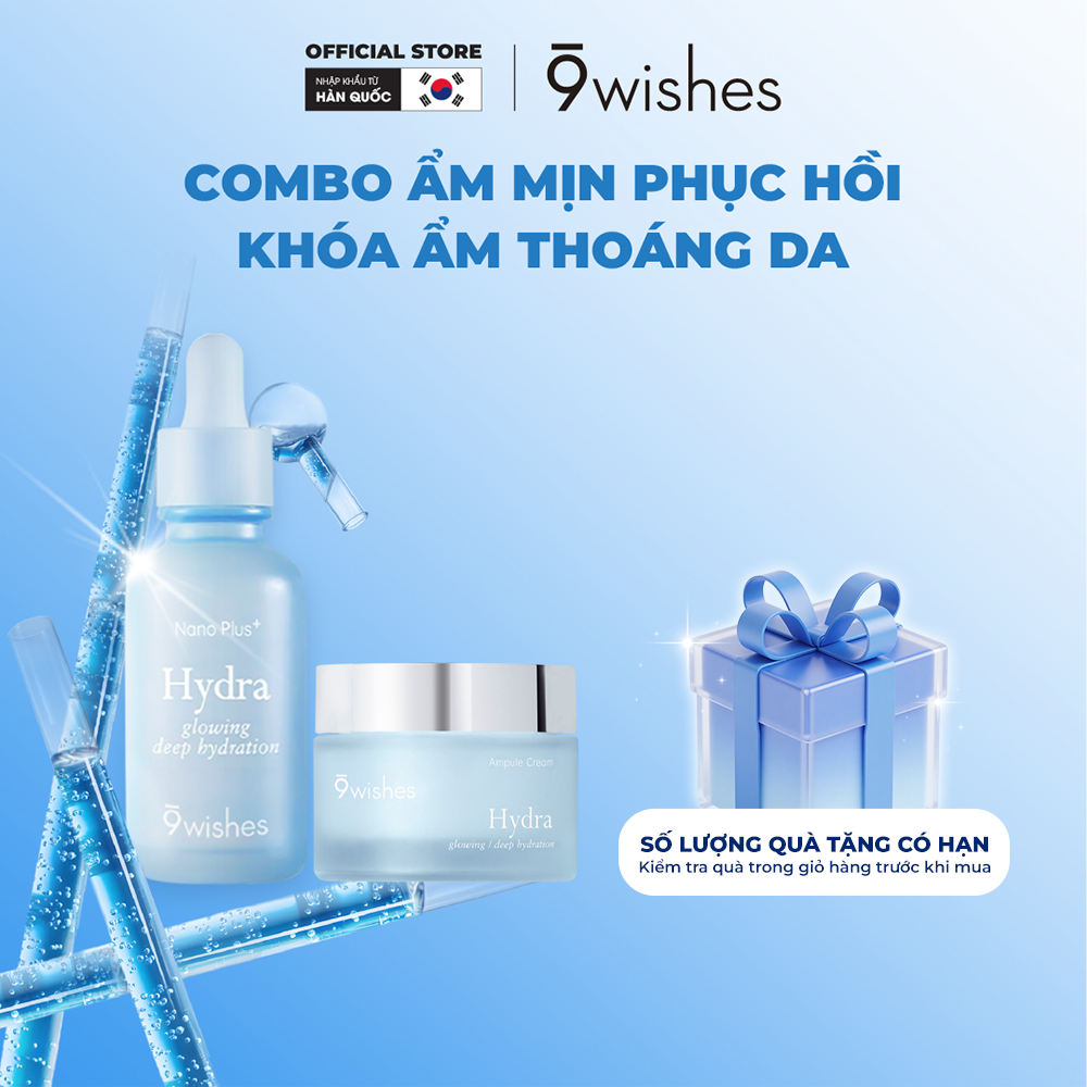 [COMBO] 9 Wishes Tinh Chất Hydra Ampule Nano Plus+ 30ml + Kem dưỡng da Hydra Ampule Cream 50ml