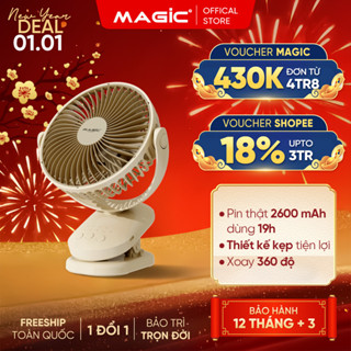  Quạt Tích Điện Kẹp Bàn Magic A-004 Pin Chuẩn 2600mAh Dùng Liên Tục 19h Gọn Tiện BH 12 Tháng 