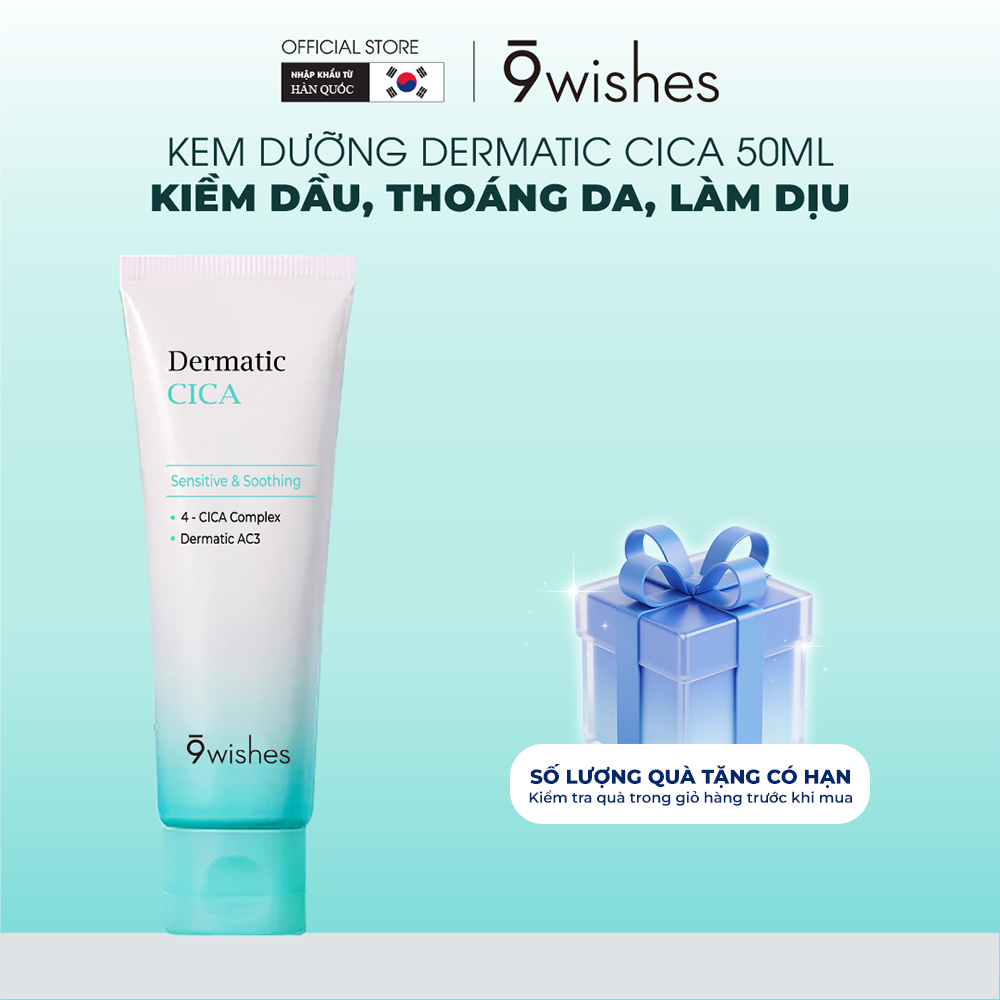 Kem dưỡng cấp ẩm và phục hồi da mụn 9 Wishes Dermatic Cica Cream 50ml