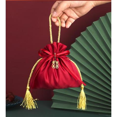 Túi Lì Xì Vải Satin Cao Cấp – Dây Rút  Sang Trọng (19×20cm)