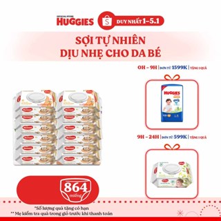 Thùng 12 gói Khăn ướt Huggies chiết xuất Cao cao và Bơ hạt mỡ  72 miếng gói  
