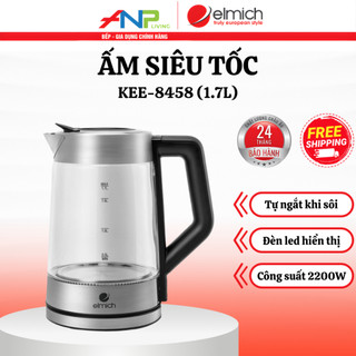 Ấm siêu tốc thủy tinh elmich kee-8458 1.7l 2200w – đun sôi nhanh, đèn led đổi màu nhiệt độ