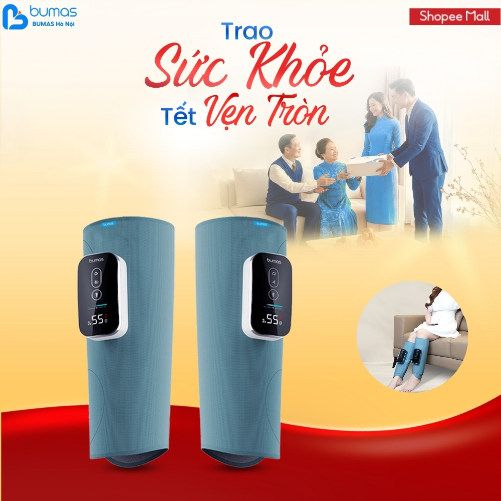 Máy Massage Bắp Chân BUMAS M5 – Máy Massage Chân Túi Khí Bionic, Chườm Nóng 3 Cấp Độ, Không Dây Tiện