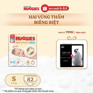  LIVE  Tã bỉm dán sơ sinh Huggies Skin Perfect S 80+2 miếng với 2 vùng thấm giảm kích ứng da 