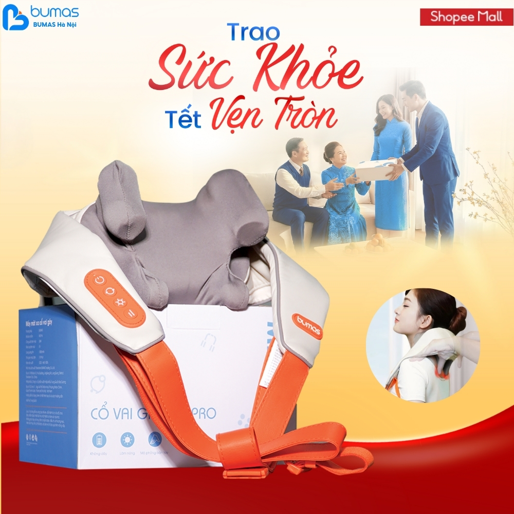 Máy Massage Cổ Vai Gáy BUMAS M3 Pro – 8 Điểm Chạm Silicon, Mô Phỏng Tay Người, Giảm Đau Nhức Tại Nhà
