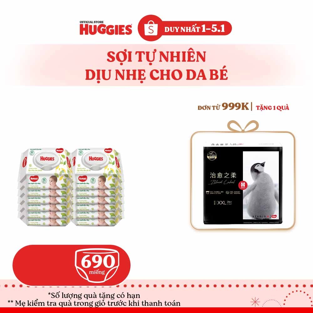   KOL LIVE  Thùng 12 gói Khăn ướt Huggies không mùi  80 miếng gói  