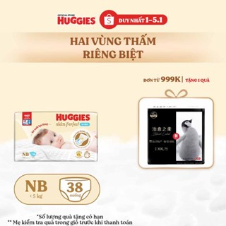  Tã bỉm dán sơ sinh Huggies Skin Perfect NB 38 miếng với 2 vùng thấm giảm kích ứng da 