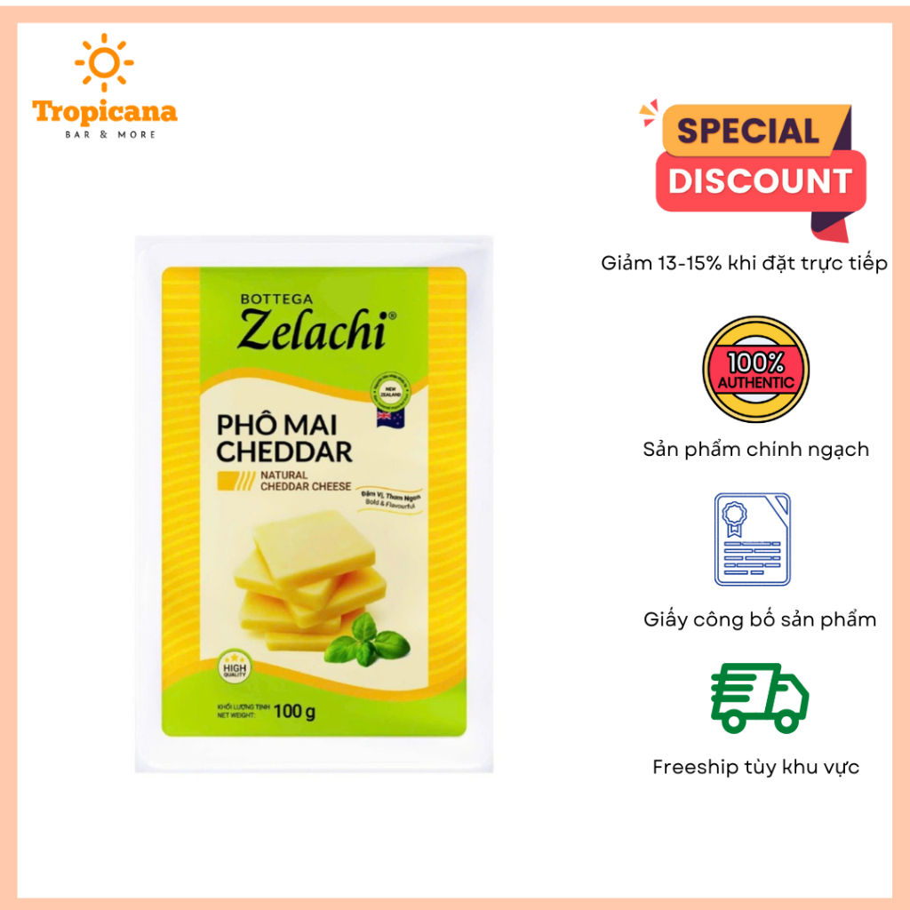Phô mai Cheddar Bottega Zelachi 100g