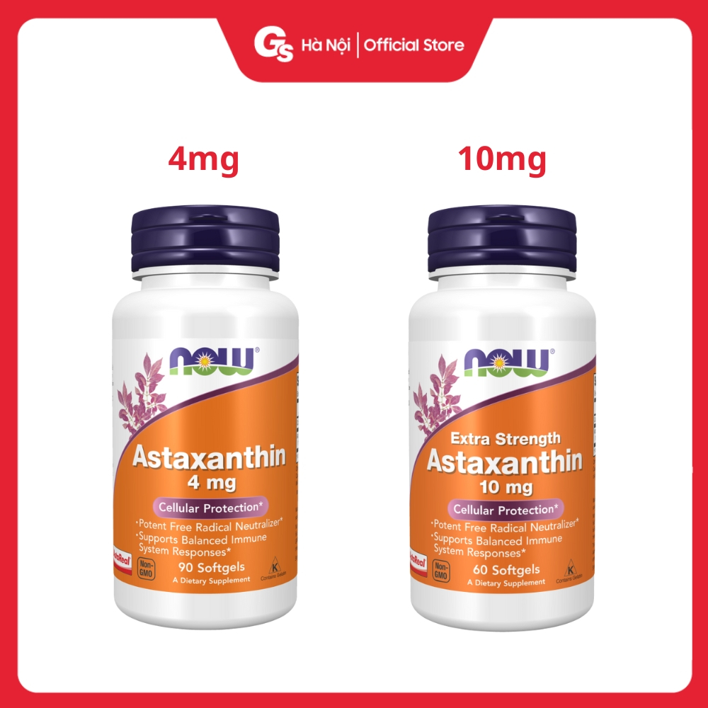Viên uống Now Astaxanthin 10mg / 4mg (USA) giúp chống oxy hóa, giảm lão hóa, bảo vệ thị lực Gymstore
