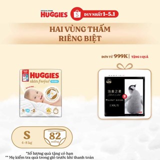  Tã bỉm dán sơ sinh Huggies Skin Perfect S 80+2 miếng với 2 vùng thấm giảm kích ứng da 