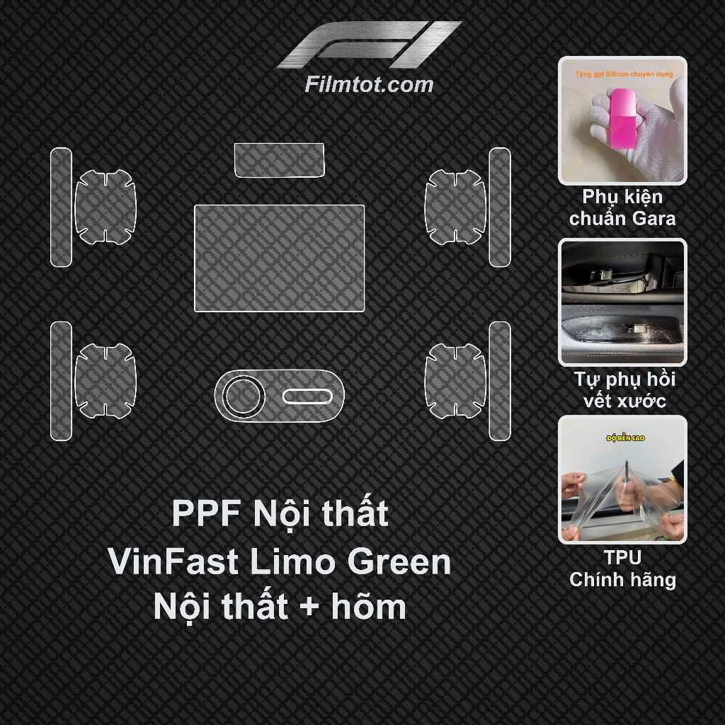 VinFast LimoGreen: Film PPF Nội thất - chống xước, che mờ vết xước, chống bám vân tay cao cấp