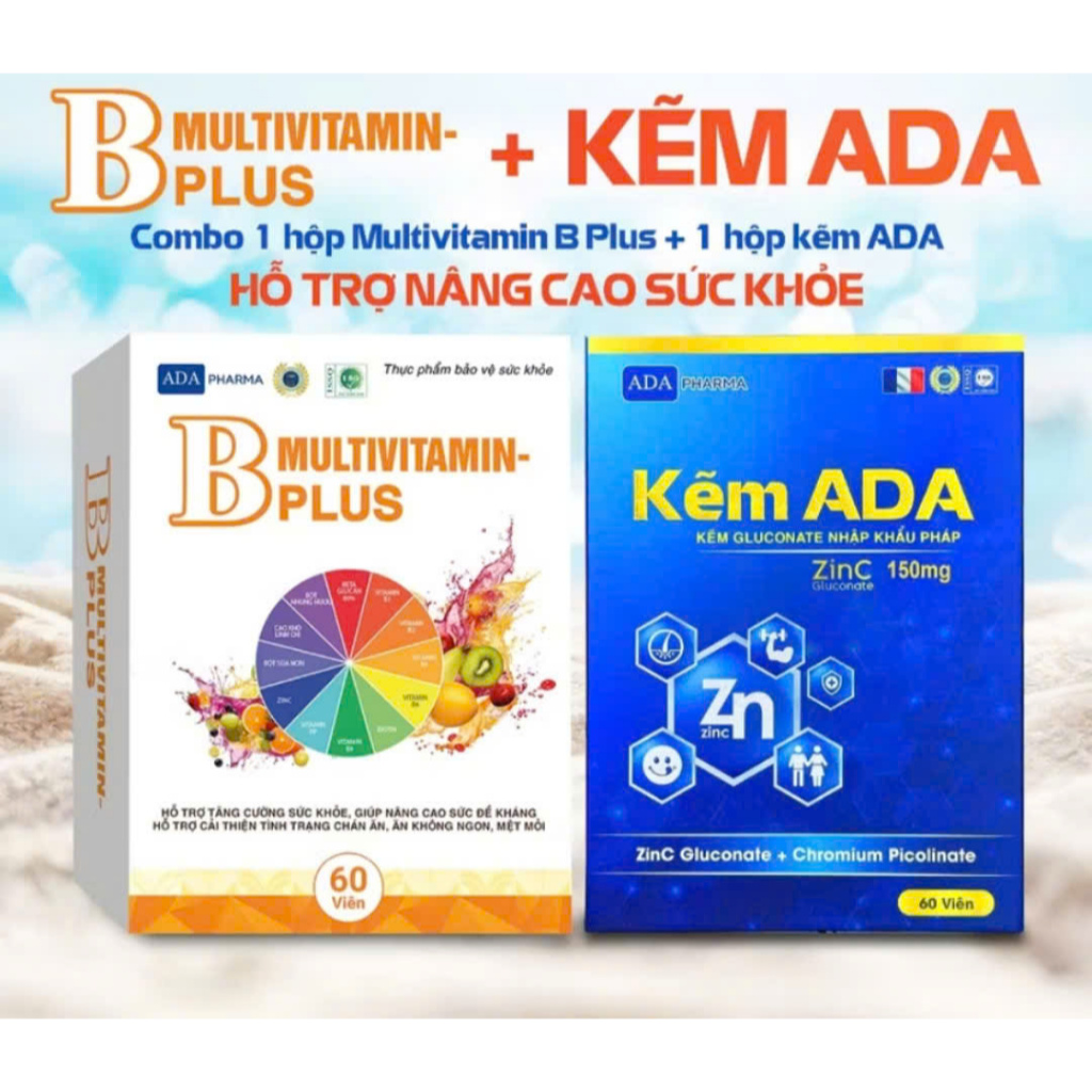 Combo KẼM ADA và MULTIVITAMIN BPLUS tăng cường sức khỏe,bổ sung vitamin và khoáng chất....