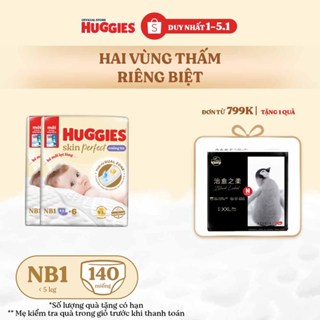  Combo 2 Miếng lót sơ sinh Huggies Skin Perfect NB1 64+4 miếng với 2 vùng thấm giảm kích ứng da 