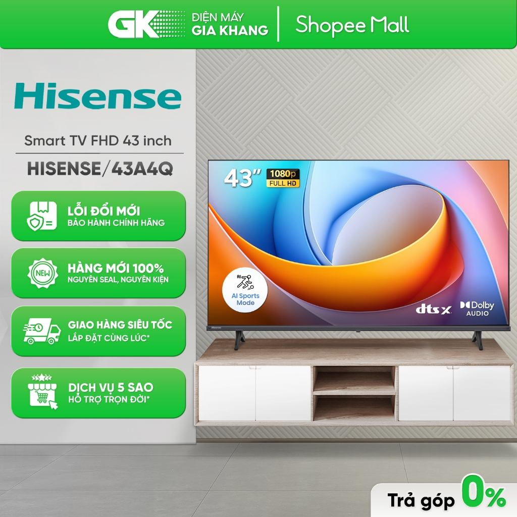 Smart Tivi Hisense Full HD 43 Inch 43A4Q [Toàn Quốc]