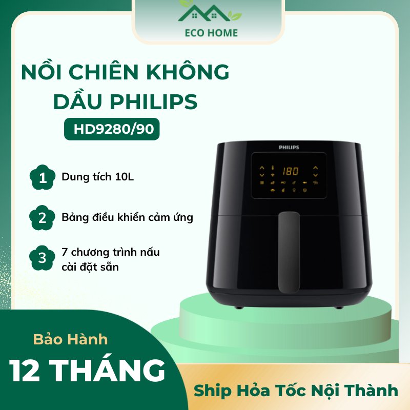 Nồi Chiên Không Dầu Philips HD9280/90 - Dung Tích 6.2 Lít - 7 Chế Độ Nấu Cài Đặt Sẵn - Chính Hãng