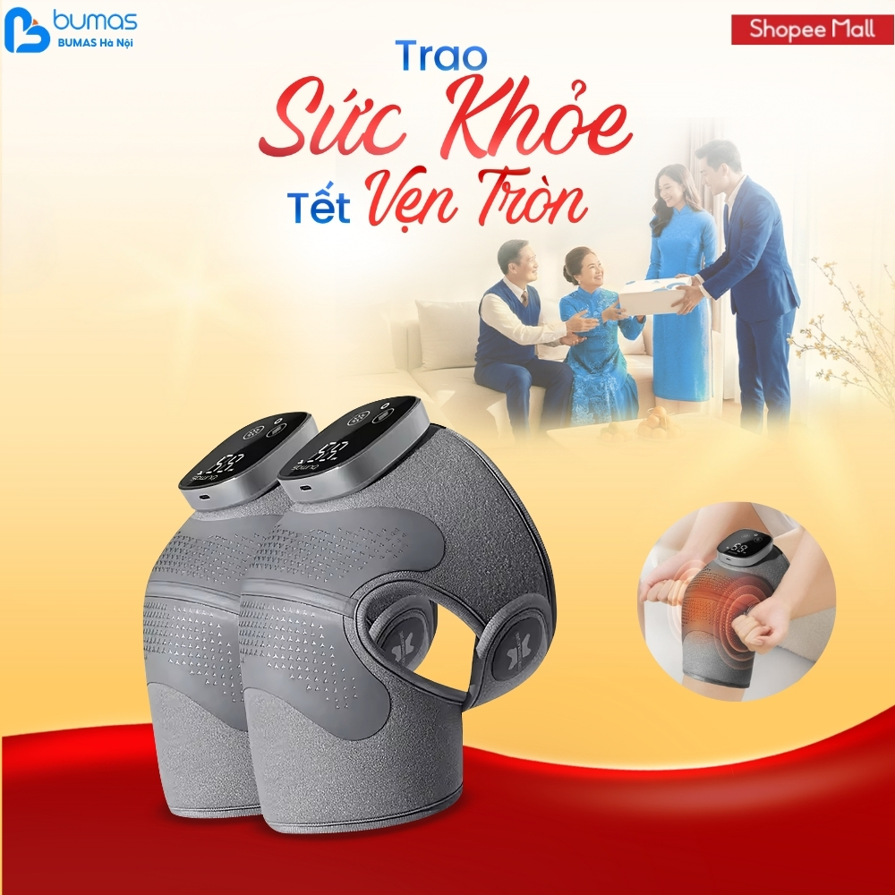 [SET QUÀ TẾT] Máy Massage Đầu Gối BUMAS M6 Pro - Chườm Nóng, Massage 3 Chế Độ, Phù Hợp Người Cao Tuổ