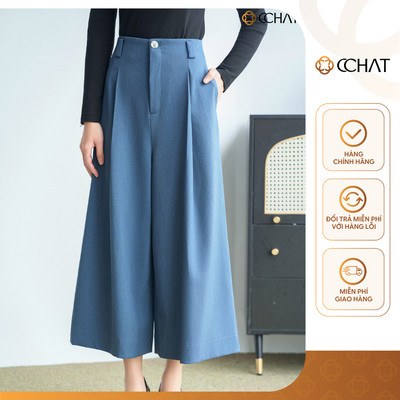 Quần Ống Rộng 𝐂𝐂𝐇𝐀𝐓 Dáng Suông Roxana Chất Liệu Tuytsi Cao Cấp 25QDS2020ST