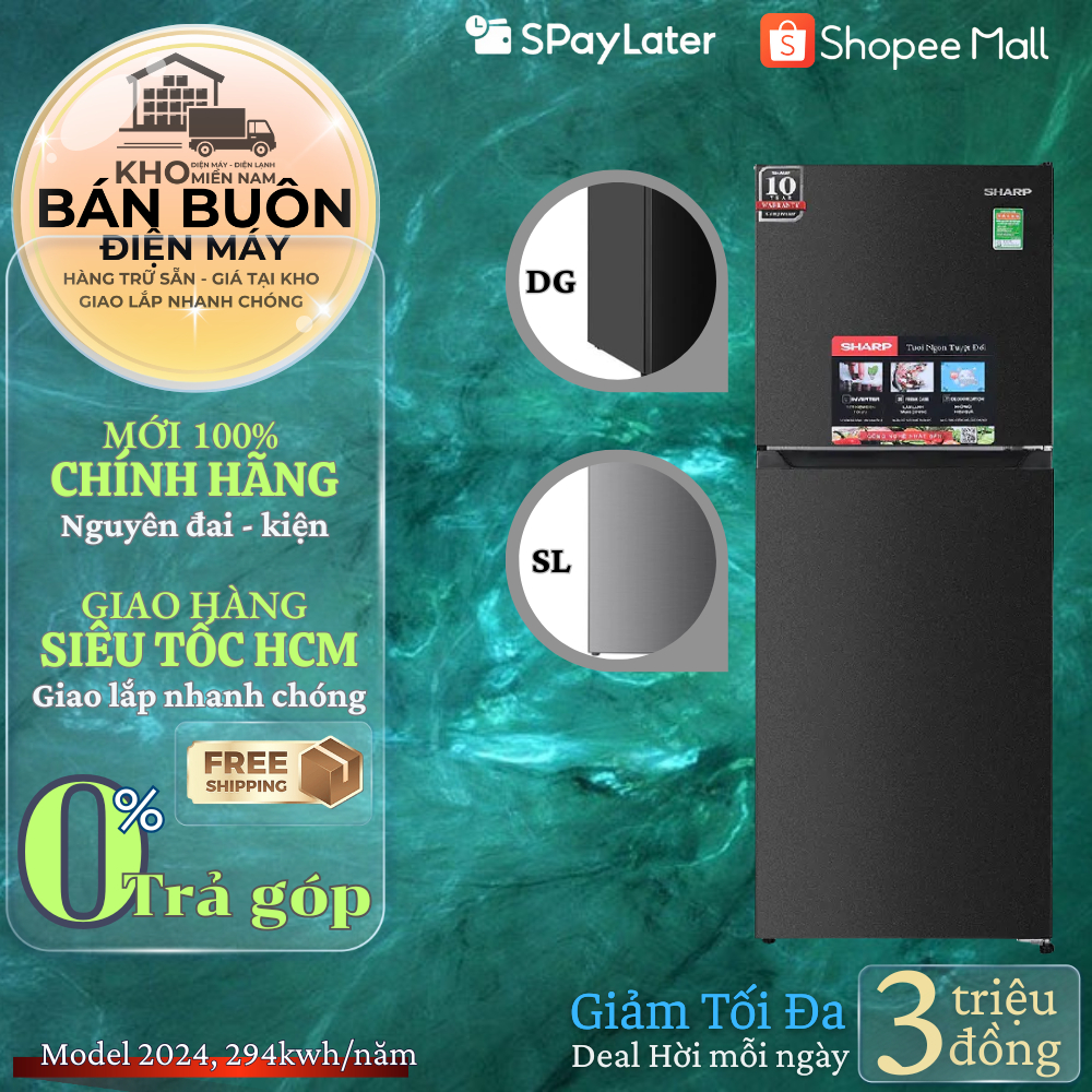 Tủ Lạnh Sharp SJ-X215V(DG) | SJ-X215V(SL) – 197 Lít, Inverter, Làm Lạnh Đa Chiều, Khử Mùi Nano Ag+