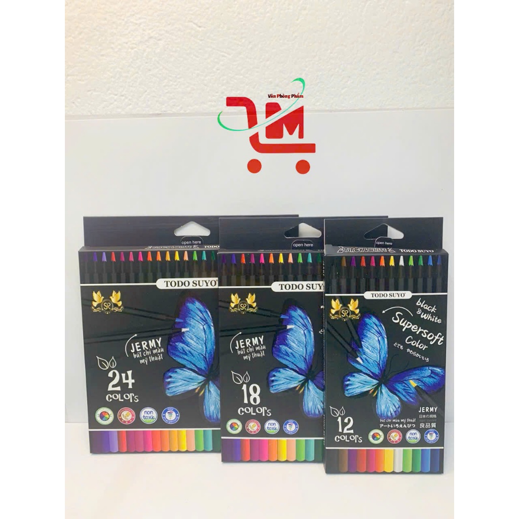 Bút Chì Màu Mỹ Thuât JERMY 12/18/24 Màu TODO SUYO / Tone Màu Đen Huyền Bí, Bắt Mắt, TODO SUYO, Màu L