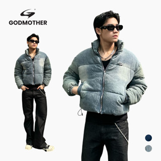  Áo Phao Boxy Denim Unisex Form Lửng GODMOTHER 2025 