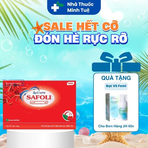 Sắt Safoli Avisure Chính Hãng bổ sung sắt và Quatrefolic Cho Bà Bầu, Người Thiếu Máu, Thiếu Sắt