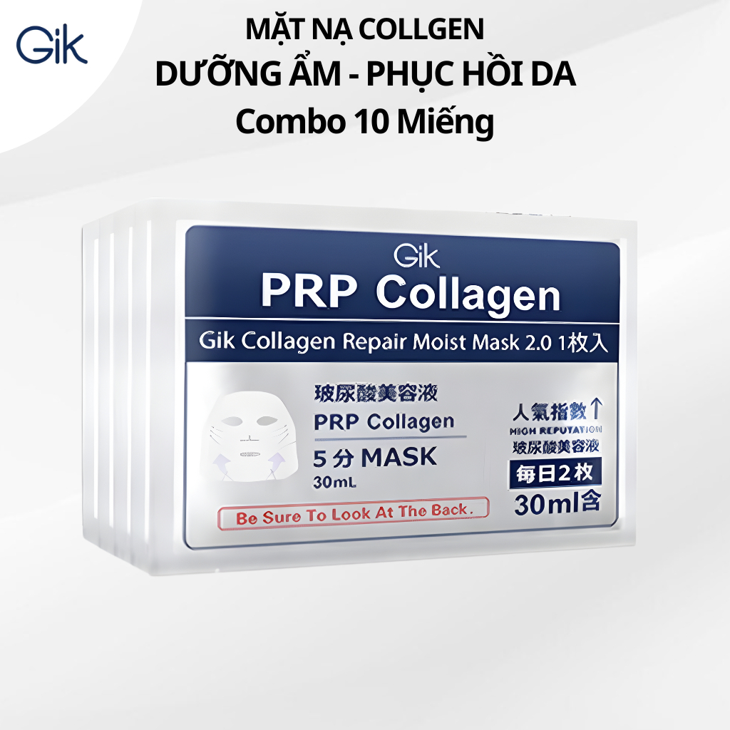 ( Combo 10 Miếng ) Mặt Nạ GIK PRP Collagen 30ml Hàn Quốc Mặt Nạ Dưỡng Ẩm Phục Hồi Làn Da