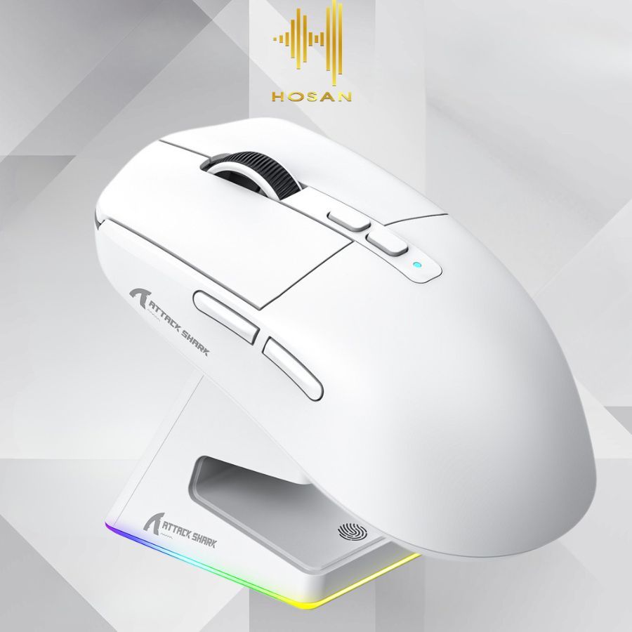 Chuột Bluetooth HOSAN Attack Shark X6 Chip PAW3395 Kèm Dock RGB Từ Tính