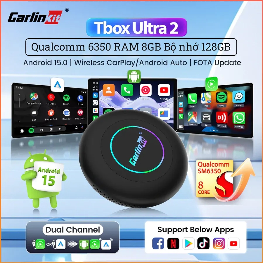 Carlinkit Tbox Ultra 2 QC-6350 Ram 8GB Rom 128GB
