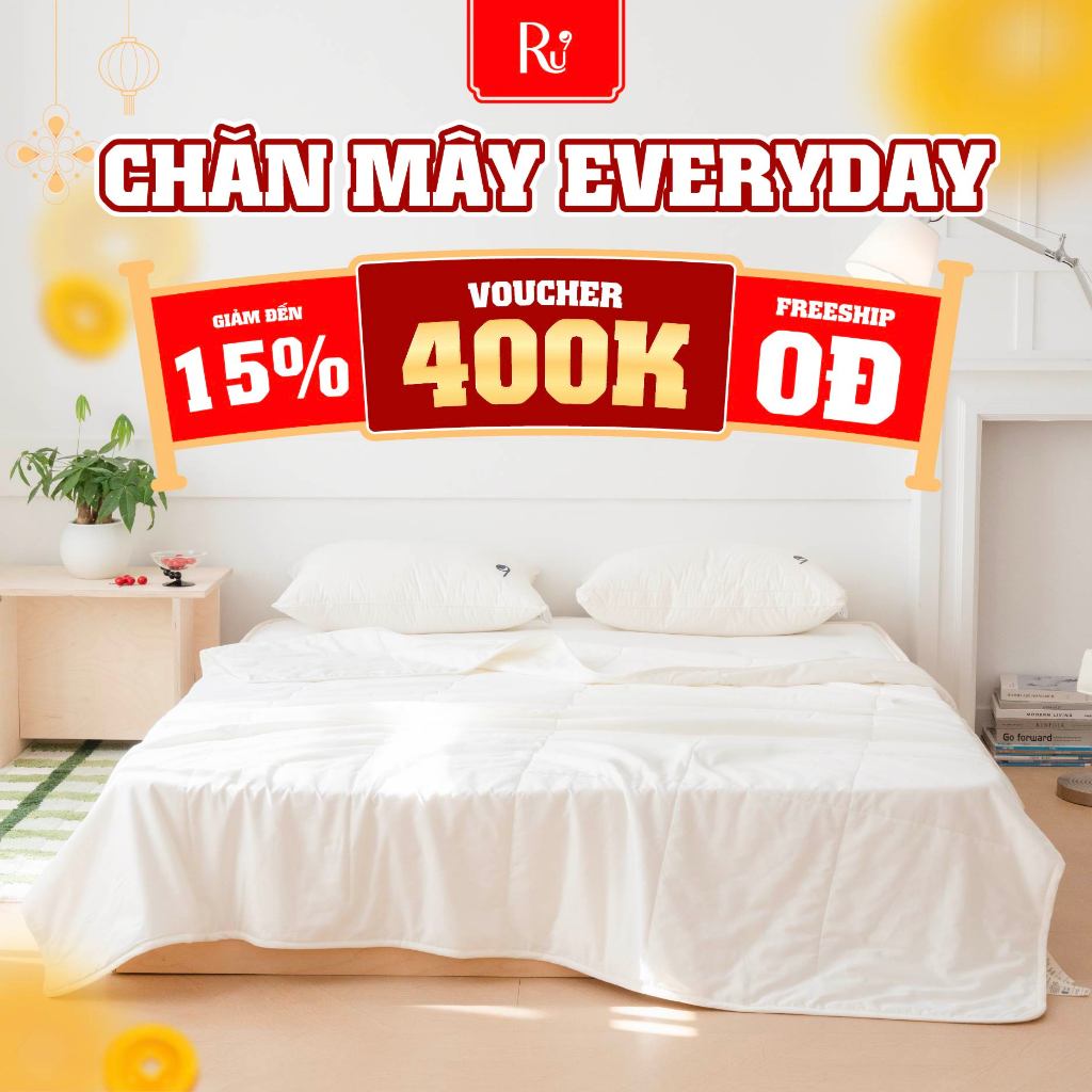 Chăn Mây Everyday Ru9 | Chất Liệu Sợi Bông Siêu Mềm Mịn | Phù Hợp Mùa Hè | 3 Kích Thước |1m6 x 2m | 