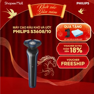  Máy cạo râu khô và ướt Philips S3608 an toàn cho da bảo hành 2 năm | Hàng chính hãng 