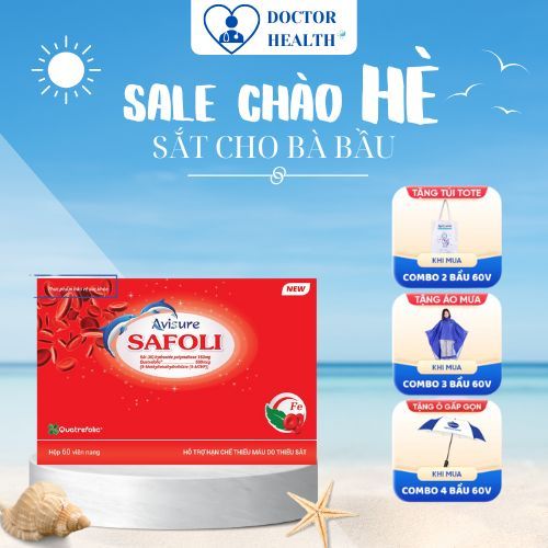 Sắt Safoli Avisure Chính Hãng bổ sung sắt và Quatrefolic Cho Bà Bầu, Người Thiếu Máu, Thiếu Sắt