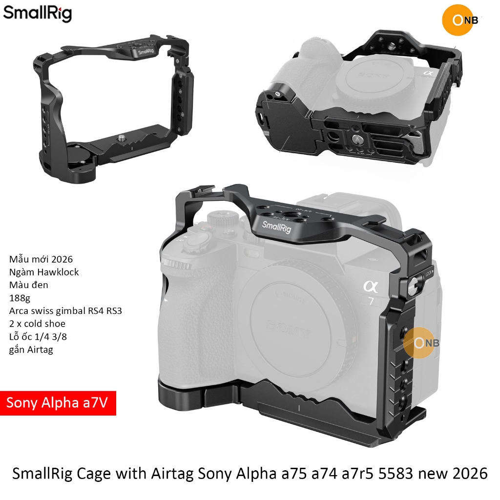 SmallRig Cage Airtag Khung bảo vệ Sony Alpha a7V a75 a74 a7r5 5583