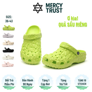   CHÍNH HÃNG + 10 Sticker 3D + Vớ  Dép Sục MERCY TRUST Kim Cương Đúc Cao 3.5cm Đúc Nguyên Khối EVA Quai Hậu Nam Nữ 