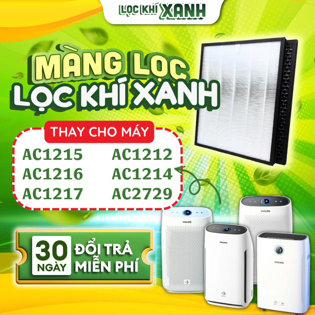 Bộ lọc LocKhiXanh® tương thích cho Màng lọc không khí AC1215 / AC2729 / AC1214 /AC1210/ AC1213/ AC1212/ FY1410