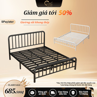  BM Giường sắt khung thép gia cường 100 120 150 180cm phòng ngủ cho thuê tại nhà phong cách đơn giản 