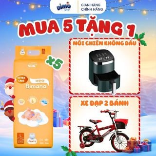   5E   TẶNG 1 QUÀ   - Combo 5 Bịch Tã Bỉm Dán Quần BIMANA EXTRA CARE HÀN QUỐC Thấm Hút Tốt Đủ Size NB68 - 4XL42 