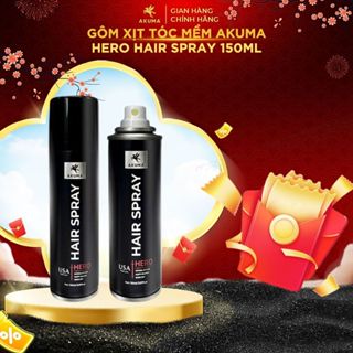   MỚI RA MẮT  Gôm xịt tóc mềm AKUMA HERO 150ml tạo độ phồng tự nhiên giữ nếp tạo kiểu không gây bết và nặng tóc 