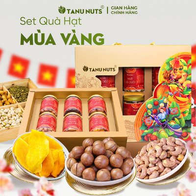 Set quà hạt Mùa Vàng, set quà tặng hạt dinh dưỡng TANU NUTS sang trọng