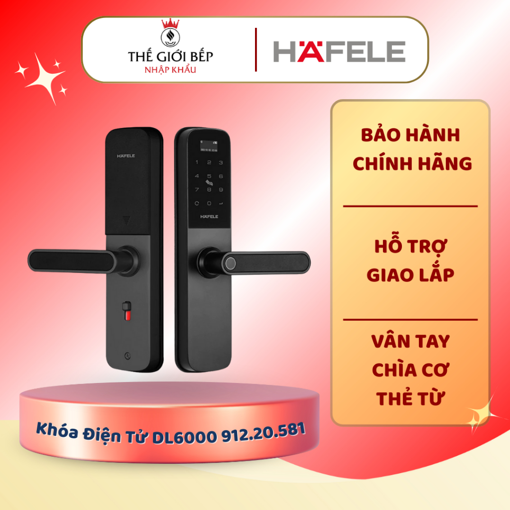 Khóa Điện Tử Hafele DL6000 912.20.581 – Thiết kế hiện đại, an toàn tuyệt đối cho ngôi nhà bạn
