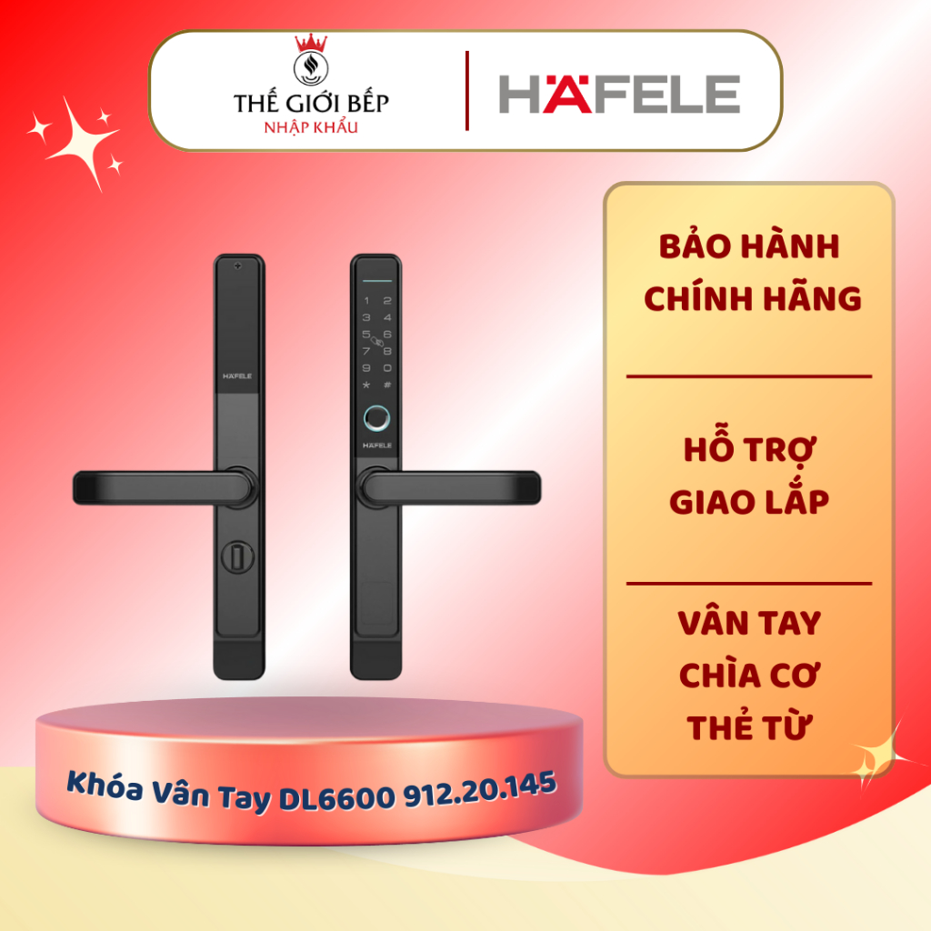 Khóa Vân Tay Hafele DL6600 912.20.145 – Mở Khóa Nhanh, Bảo Mật Cao, Thiết Kế Hiện Đại