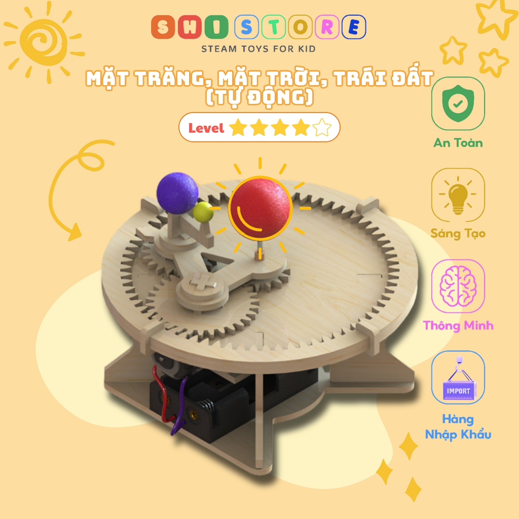 Đồ Chơi STEM, Mô Hình Hành Tinh,  Đồ Chơi Thông Minh, Chất Liệu Gỗ Polywood An Toàn Cho Bé
